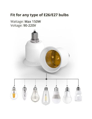 Adaptador E12 a E26 JACKYLED 10 Piezas 150W