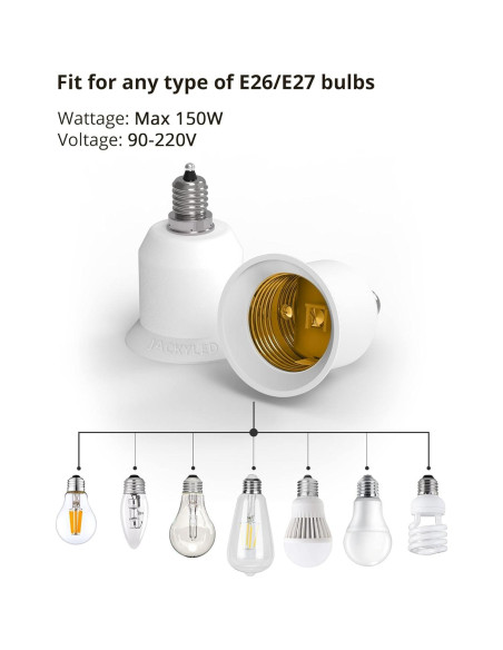 Adaptador E12 a E26 JACKYLED 10 Piezas 150W
