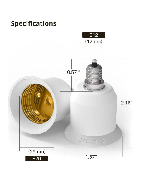 Adaptador E12 a E26 JACKYLED 10 Piezas 150W