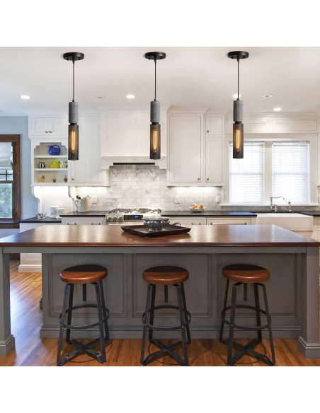 Luz colgante de concreto ADCTHOME 3 piezas industrial 185 cm