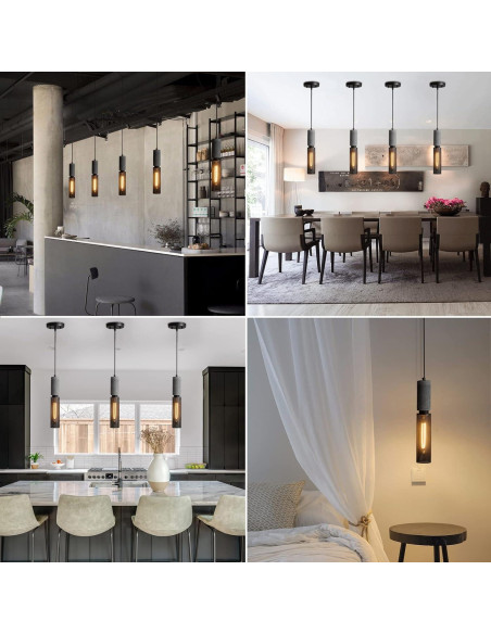 Luz colgante de concreto ADCTHOME 3 piezas industrial 185 cm