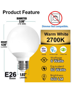 Bombillas LED G25 iLC, 6W, 600LM, 16M colores, control app 2