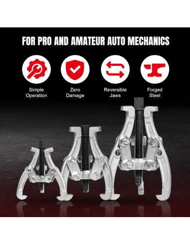 Juego de Extractores BIG RED 3 Piezas Garras Reversibles