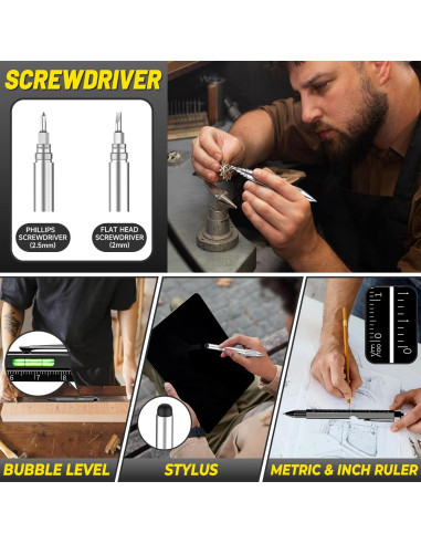 Bolígrafo Multi Herramienta 9 en 1 Tirmrin Negro-Largo