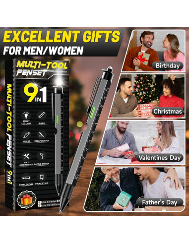 Bolígrafo Multi Herramienta 9 en 1 Tirmrin Negro-Largo