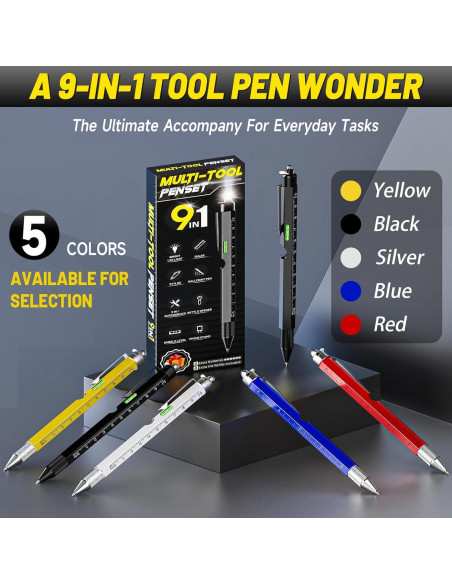Bolígrafo Multi Herramienta 9 en 1 Tirmrin Negro-Largo