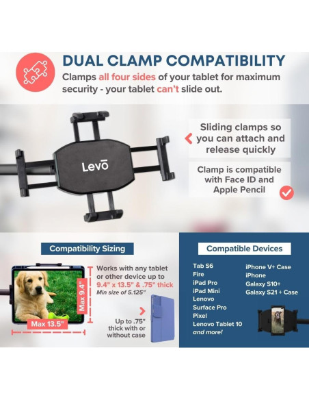 Soporte Rodante para Tabletas LEVO G2 Deluxe - Color Gunmetal Soporte Rodante para Tabletas LEVO G2 Deluxe - Color Gunmetal