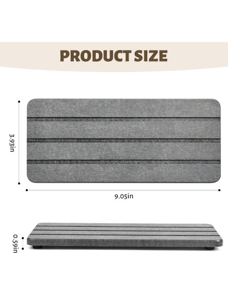 Bandeja de Baño Temoyj de Diatomita Gris 23x10 cm