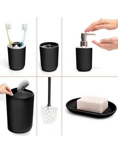Juego de Accesorios de Baño Moss & Stone 6 Piezas Negro 2