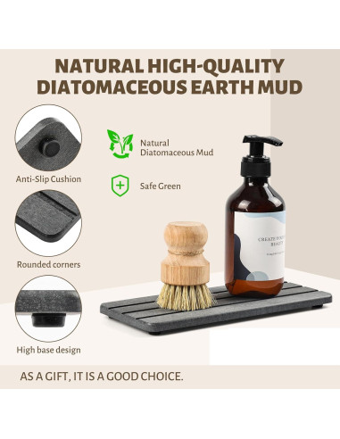 Bandeja de Baño Temoyj de Diatomita Gris 23x10 cm