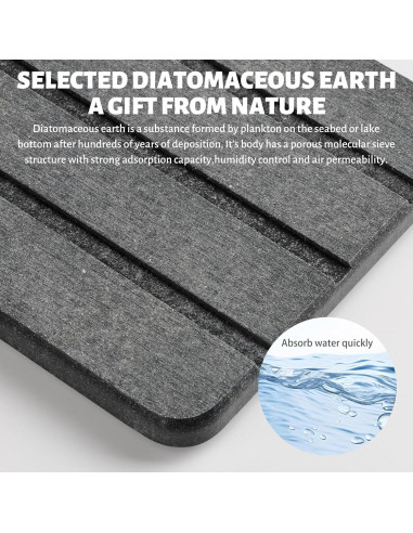 Bandeja de Baño Temoyj de Diatomita Gris 23x10 cm