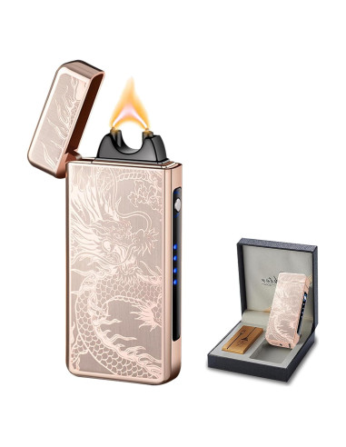 Encendedor Eléctrico Recargable COMANYI Dragón Dorado LED