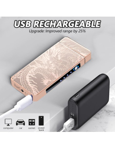 Encendedor Eléctrico Recargable COMANYI Dragón Dorado LED 2