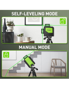 Nivel láser cruzado Huepar 902CG 2x360 verde autocompensado 2