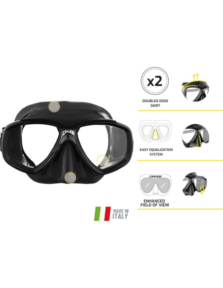 Paquete Snorkel Cressi Perla & Mexico Adulto Negro