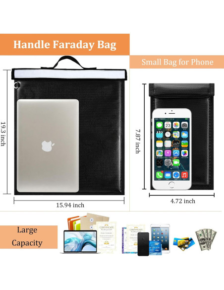 Bolsas Faraday Opastry 5 Piezas para Laptops y Teléfonos Bolsas Faraday Opastry 5 Piezas para Laptops y Teléfonos