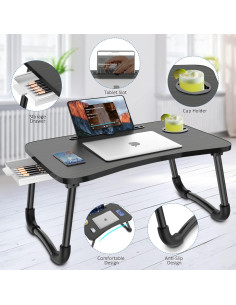 Mesa de cama plegable Zapuno para laptop 60x40cm negra 2