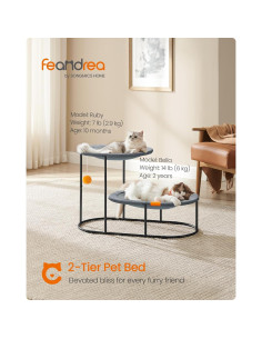 Cama Hamaca Elevada para Gatos Feandrea 2 Niveles Gris 83x42x53cm 2