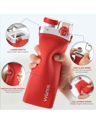 Botella de Agua Plegable SOUMAA 600ml Silicona BPA Libre