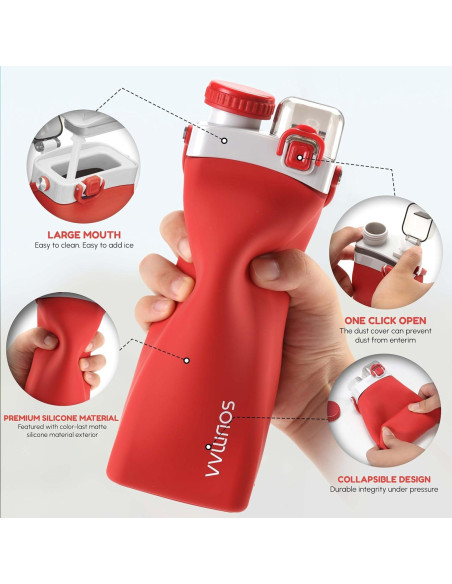 Botella de Agua Plegable SOUMAA 600ml Silicona BPA Libre