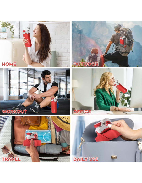 Botella de Agua Plegable SOUMAA 600ml Silicona BPA Libre