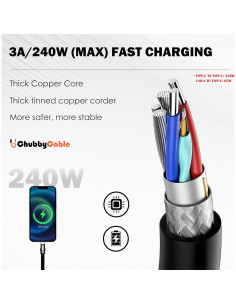 Cable Chubbycable Samurai Negro USB-C 0.5m Carga Rápida 2