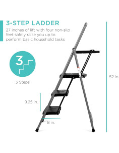 Escalera Plegable 3 Pasos Mejor Opción 132 cm Antideslizante 2