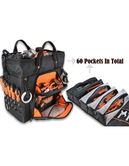 Conjunto de bolsa de herramientas WELKINLAND rodante 46 bolsillos Conjunto de bolsa de herramientas WELKINLAND rodante 46 bolsillos