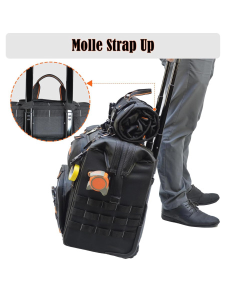 Conjunto de bolsa de herramientas WELKINLAND rodante 46 bolsillos Conjunto de bolsa de herramientas WELKINLAND rodante 46 bolsillos