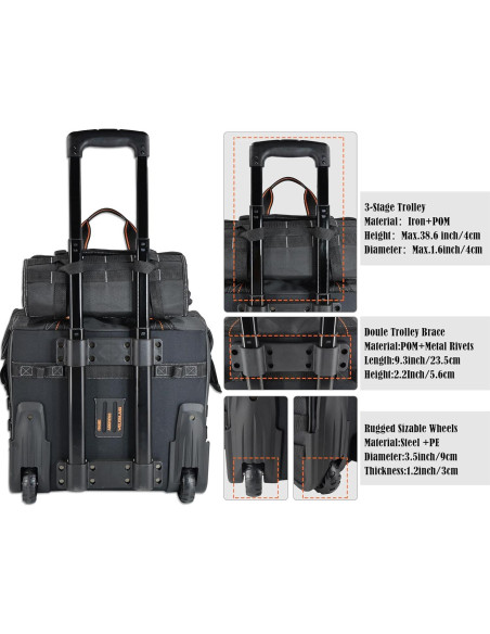 Conjunto de bolsa de herramientas WELKINLAND rodante 46 bolsillos Conjunto de bolsa de herramientas WELKINLAND rodante 46 bolsillos