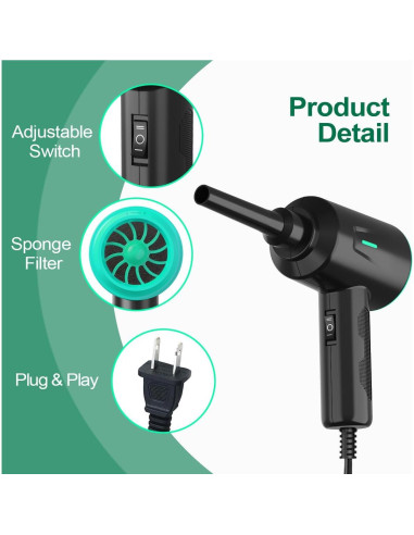 Soplador de Aire Meudeen AD08A 500W 2 Velocidades Verde