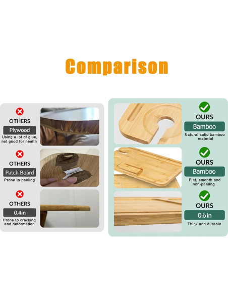 Mesa lateral ajustable LVETOLS de bambú, forma C, 360