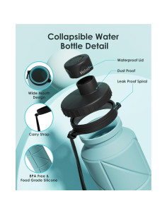 Botella de Agua Plegable Mefold 690ml Silicona Verde 2