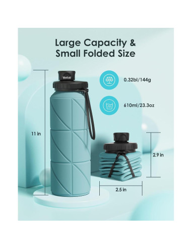 Botella de Agua Plegable Mefold 690ml Silicona Verde