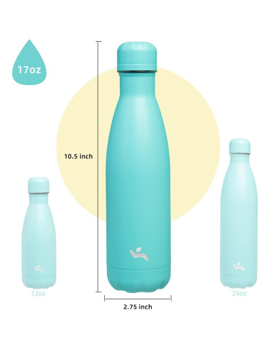 Botella de Agua Aislada Konokyo 17 oz Acero Inoxidable Turquesa