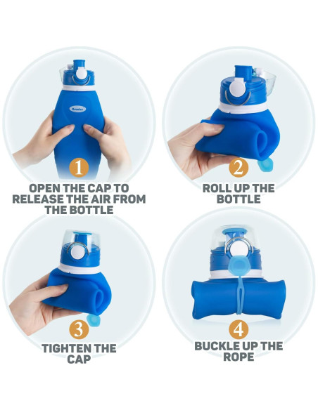 Botella de Agua Plegable Kemier S5 750ml Silicona BPA Libre Botella de Agua Plegable Kemier S5 750ml Silicona BPA Libre