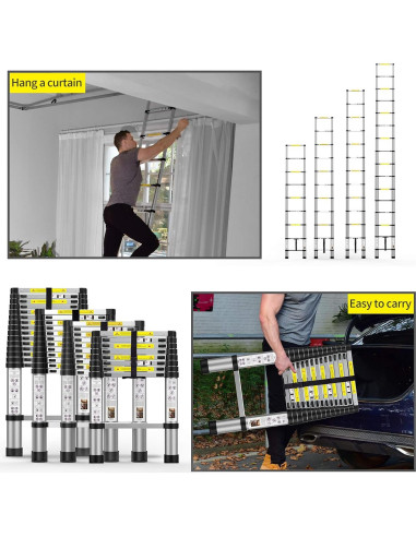 Escalera Telescópica BOWEITI 4.72m Aluminio con Bolsa