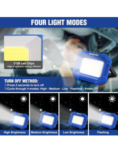 Luz de Trabajo LED WORKPRO 2000LM Recargable 4 Modos 2