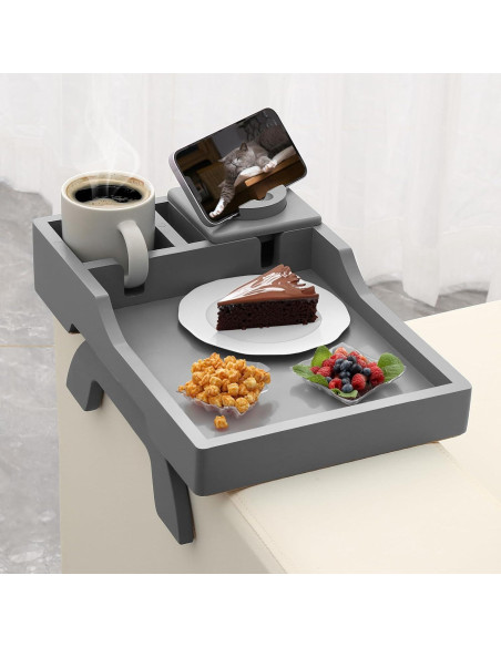 Soporte para Tazas de Sofá BAMBOOTRAY 4-en-1 Gris