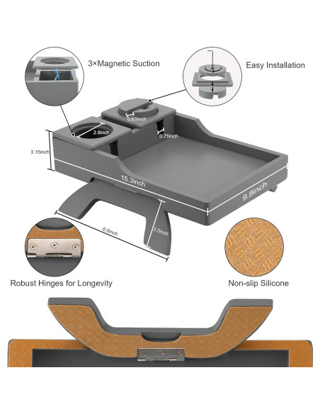 Soporte para Tazas de Sofá BAMBOOTRAY 4-en-1 Gris