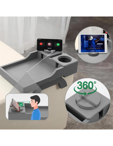 Soporte para Tazas de Sofá BAMBOOTRAY 4-en-1 Gris