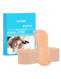 Tiras Nasales OK TAPE Beige 30 Pcs - Alivio Ronquido y Congestión