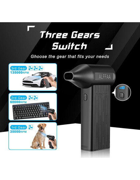 Soplador de Aire Eléctrico ALFFAA 3 Velocidades Compacto