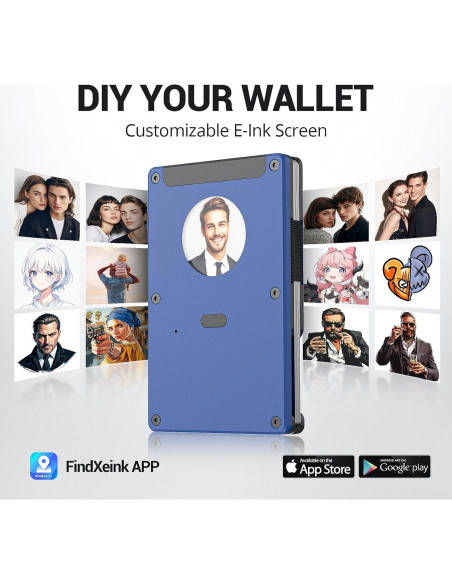 Billetera con Rastreador ETOFIXEE para Hombres Azul RFID