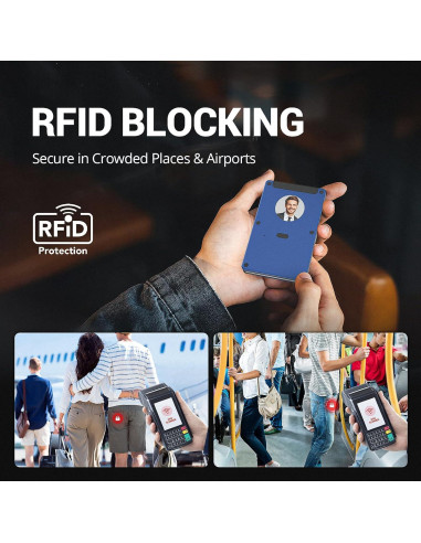 Billetera con Rastreador ETOFIXEE para Hombres Azul RFID