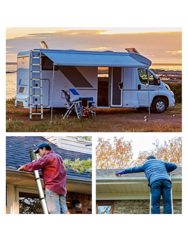 Escalera Telescópica FAHKNS 3.81m Aluminio 330kg Plegable