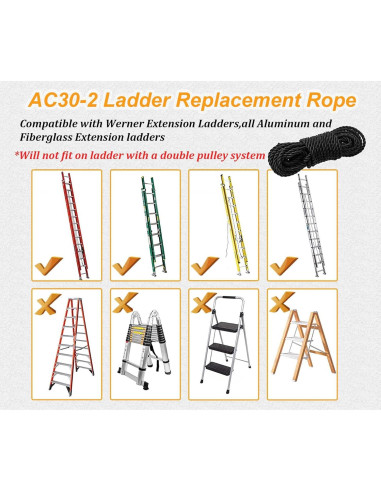 Cuerda de Reemplazo Werner AC30-2 para Escalera 12,19 m