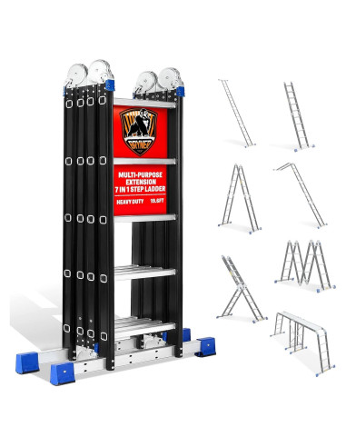 Escalera Plegable Bryner 7 en 1 Aluminio 6m 330kg