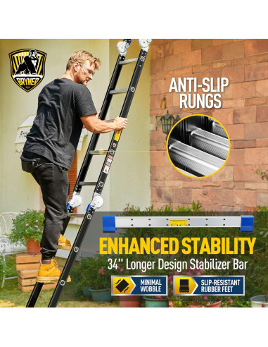 Escalera Plegable Bryner 7 en 1 Aluminio 6m 330kg