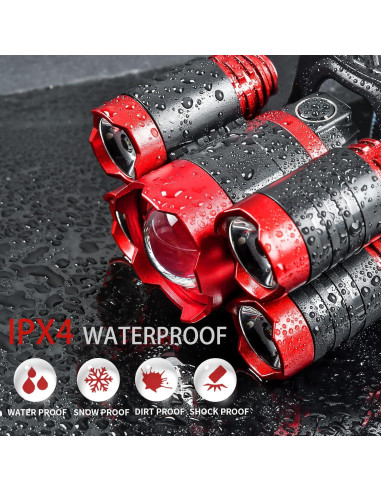 Linterna Frontal Recargable JIMEJV 12000 Lúmenes LED Rojo